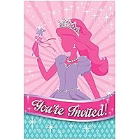Creative Converting 8 Count Foil Postcard Princess Party Invitation, Pink