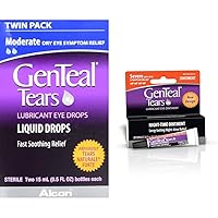Tears Lubricant Eye Drops, Moderate Liquid Drops, Twin Pack,0.5 Fl Oz (Pack of 2) Package May Vary & Tears Night-Time Ointment 3.5g Clear 0.12 Fl Oz