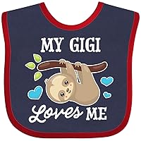 inktastic My Gigi Loves Me with Sloth and Hearts Baby Bib