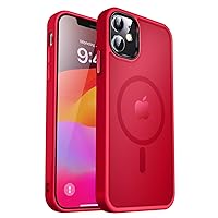 MOCCA Strong Magnetic for iPhone 12 Case/iPhone 12 Pro Case, [Compatible with Magsafe][Mil-Grade Drop Protection] Slim Shockproof Translucent Protective Phone Case for iPhone 12/12 Pro,Red