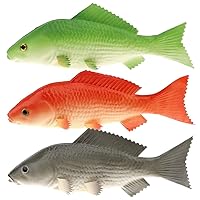 3 Pcs Artificial Lifelike Red Green Black Carp Collection Fake Fish for Home Party Kitchen Decoration - 9 inch