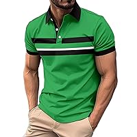 Men's Fashion Polo Shirts Short Sleeve Button Down Golf Tee Blouse Tops Regular Fit Muscle Gym Workout Athletic Shirt