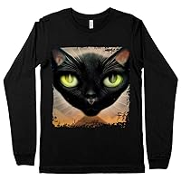 3D Cat Print Long Sleeve T-Shirt - Black T-Shirt - Cool Long Sleeve Tee Shirt - Black, M