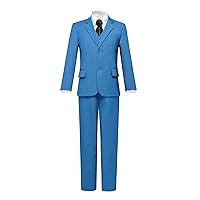 Boys Suits 5 Pieces Slim Fit Blazer Pants Black Blue Outfit Suit for Wedding Set with Tie