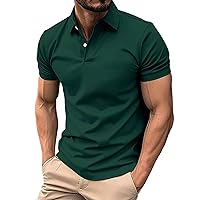 Men's Polo Shirts Summer Short Sleeve Button Down Shirts Athletic Casual Lapel Collared T-Shirts Outdoor Golf
