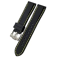 Rubber Watchband 19mm 21mm 20mm 22mm 23mm 24mm for Seiko Soft Waterproof Silicone Watch Strap (Color : Black Yellow, Size : 24mm)