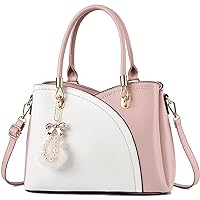 I IHAYNER Womens Leather Handbags Purses for Girls Top-handle Large Totes Satchel Shoulder Bag for Ladies with Pompom