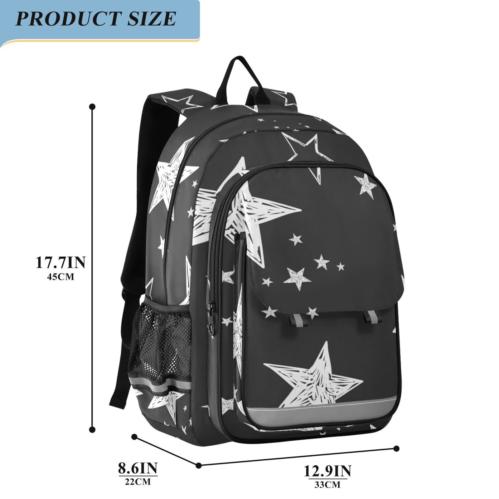 ALAZA Black and White Stars Spots Casual Backpack Travel Daypack Bookbag