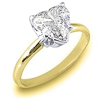 14k Yellow Gold Solitaire Heart Shape Diamond Engagement Ring 1.66 Carats