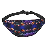 Sea Life Print Fanny Pack Women Men Waterproof Waist Bag With 3-Zipper Pockets Bum Bag For Running Travel