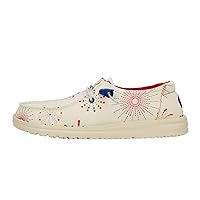 Hey Dude Women's Wendy Fireworks White Size 8 | Women's Shoes | Women Slip-on Loafers | Comfortable & Light-Weight