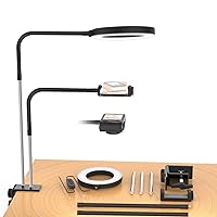 Overhead Tripod with Ring Light, Desk Camera Mount with Flexible Arm, Bendable Phone Arm with Clamp for Nail Art Jewelry Video Recording Cookie Decorating
