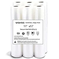 Wevac Vacuum Sealer Bags 11x16' Rolls 6 pack for Food Saver, Seal a Meal, Weston. Commercial Grade, BPA Free, Heavy Duty, Great for vac storage, Meal Prep or Sous Vide