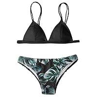 Women S Bathing Suits Swimsuit Padded Push-Up Leaves Beachwear Bathing Set Bikini Swimwears Tankinis Set