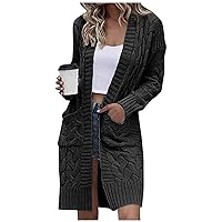 Women's Winter Jackets Casual Knitted Long Sleeved Cardigan Loose Pocket Sweater Jacket Coats, S-XL