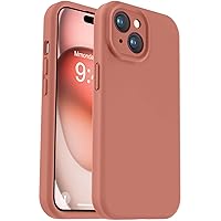 Vooii Compatible with iPhone 15 Case, Upgrade Defender Liquid Silicone, [Enhanced Camera Protection] [Soft Anti-Scratch Microfiber Lining] Shockproof Phone Case for iPhone 15 6.1 inch - Caramel