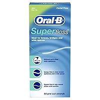 Super Floss Mint Dental Floss for Braces Bridges - 50 Strips ( 2-pack )