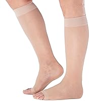 ABSOLUTE SUPPORT Sheer Compression Socks 15-20mmHg for Women Travel, Fly - Open Toe, A111T