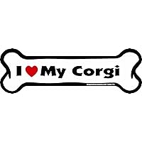 Bone Car Magnet, I Love My Corgi, 2-Inch by 7-Inch