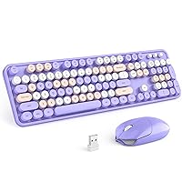 KNOWSQT Wireless Keyboard Mouse Combo Purple - 2.4G Colorful Typewriter Less Noise Full-Size Keyboards - USB Receiver Plug and Play, for Computer, PC, Laptop, Desktop, Windows, Mac