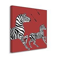 Yelolyio Canvas Wall Art Zebra Decorative Red Background Rustic Modern Painting Artwork Gallery Canvas Print Poster for Home Office Living Room Bedroom Bathroom Decor 12x12 Inch