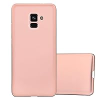 Case Compatible with Samsung Galaxy A8 2018 in Metal ROSÉ Gold - Shockproof and Scratch Resistent Plastic Hard Cover - Ultra Slim Protective Shell Bumper Back Skin