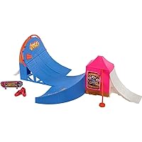Hot Wheels Skate Amusement Park Skate Set with 1 Exclusive Tony Hawk Fingerboard, 1 Pair of Skate Shoes, Kid-Activated Sounds