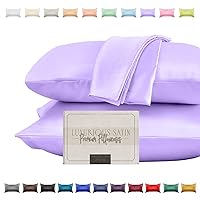 Elegant Comfort Silky and Luxurious 2-Piece Satin Pillowcase Set for Healthier Skin and Hair, Hidden Zipper Closure and Beautifully Packaged, Satin Pillowcase Set, King, Lilac