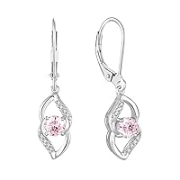 Blaniy Dangle Drop Earrings for Women 925 Sterling Silver Leverback Earrings with Birthstone Jewelry Gifts for Women Girls