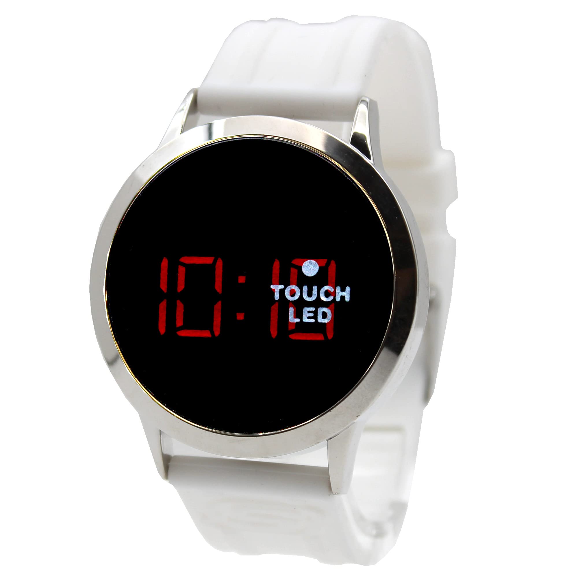 Accutime Skechers White Digital Touch Quartz Watch with Red Digital Display and White Silicone Strap for Kids (Model: SKE4050AZ)