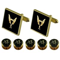 Secretary Gold Cufflinks Masonic 5 Shirt Dress Studs Box Set