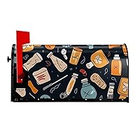 Cartoon Medicine Pattern Print Mailbox Cover Standard Size 21x18 in Waterproof Magnetic Mailbox Wraps Spring Summer Post Letter Box Cover for Home Garden Outdoor Decor