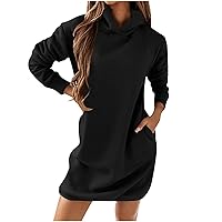 Women Valentine Day Christmas Sweater Dress Cute Ugly Reindeer Graphic Hoodies Dress with Pocket Loose Sweatshirt