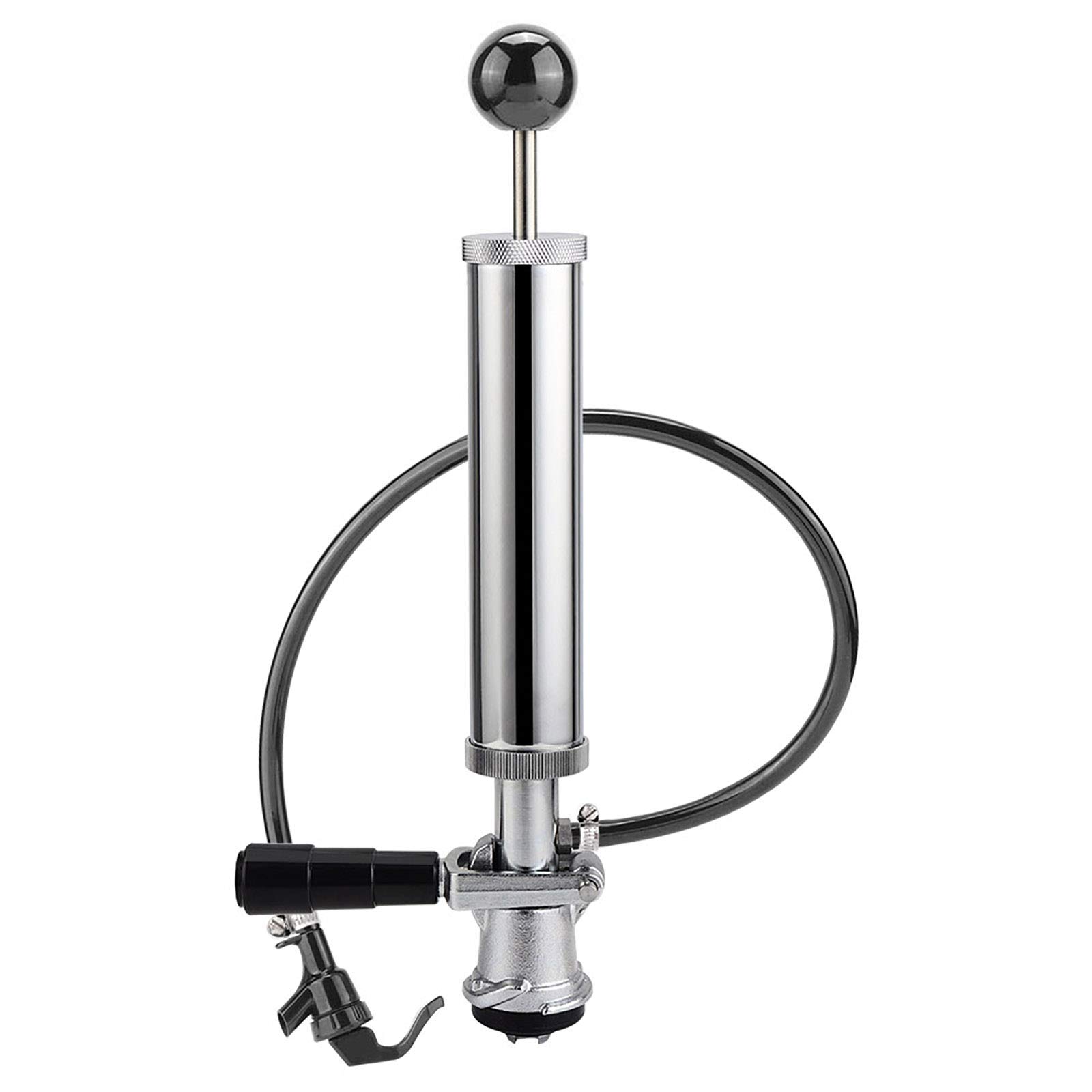 MRbrew Keg Party pump, American D System Beer Keg Tap Party Pump, 8 Inch Picnic Pump with Black Beer Faucet & Beer Hose, Chrome-Plated Keg Draft Be...