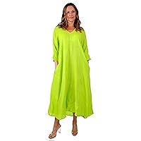 Womens All Natural Linen Swing Relaxed Fit Maxi Dress
