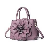 Womens PU Leather Handbags Purses Top-handle Totes Satchel Shoulder Bag for Ladies with Big flower