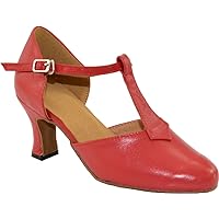 Womens Comfort Professional Closed Toe Latin Shoes Salsa Ballroom T bar Pumps Jazz Heeled Tango Chacha Bachata Shoes Customized Heel