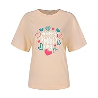 Women's Tops Fashionable Casual Mother's Day Graphic Text Print T-Shirt Round Neck Pullover Short Top, S-3XL