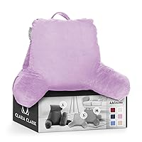Clara Clark Reading Pillow, Back Rest Pillow for Sitting in Bed with Arms for Kids & Adults - Premium Shredded Memory Foam TV Sit Up Pillow - Medium, Light Purple