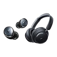 soundcore by Anker Space A40 Adaptive Noise Cancelling Wireless Earbuds with Space Q45 Adaptive Noise Cancelling Headphones, Reduce Noise By Up to 98%, Long 50H Playtime, Hi-Res Sound, Comfortable Fit