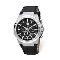 Charles-Hubert 3986-A Stainless Steel Chronograph Black Dial Solar-Powered Watch
