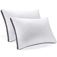 XCJC Sleep Bed Pillows 2 Pack: Comfort Luxury Standard Hotel Soft Pillows with Adjustable Fluffy Microfiber Filling Stuffing Washable Pillowcase for Back Stomach Side Sleepers - Size 20 x 26 Inches