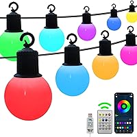 Smart String Lights Outdoor Waterproof APP Control with 25pcs G40 Bulbs 31.17FT perfer for Christmas Hollowen Camping Garden Yard Party Wedding Home Decoration