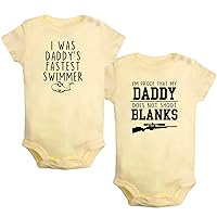 Pack of 2 I was Daddy's Fastest Swimmer & I'm Proof That My Daddy Doesn't Shot Blanks Romper Baby Bodysuit Kids Jumpsuit
