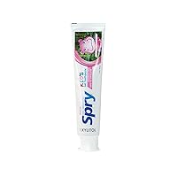 Spry Xylitol Toothpaste for Kids 5oz. Fluoride Free Toothpaste, Teeth Whitening Kids Toothpaste with Xylitol, Natural Breath Freshening, Mouth Moisturizing Ingredients, Bubble Gum (Pack of 1)