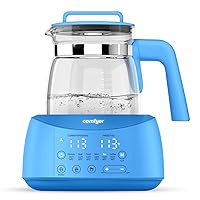Electric Tea Kettle Temperature Control, Instant Baby Bottle Warmer, 1.2 Liter,Fast Boiling, BPA Free, Auto-Shutoff and Boil-Dry Protection, Stainless Steel, Borosilicate Glass (White)
