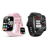 Smart Watches Kit (KU6 Black & KU6 Pink), Answer/Make Call & Voice Assistant, Black, Activity Trackers