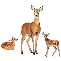 Collections Etc Family of Deer Realistic Garden Stakes Set, Lawn Décor, 3 Pc