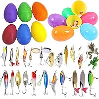24Pcs Prefilled Easter Eggs with Lifelike Fishing Lures, Amazing Fishing Gifts for Men Boys, Fishing Lures Kit for Easter Basket Stuffers/Fillers Easter Gifts, Must-Have for Fishing