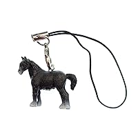 Horse Mobile Cell Phone Charm Pendant Black Rubber 25Mm Animal Horses